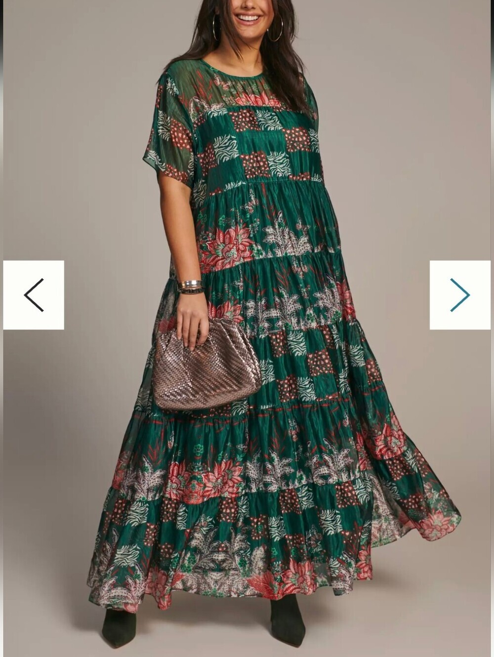 Anthropologie Bhanuni Jyoti-Tiered Short Sleeve Maxi Dress-Size LP